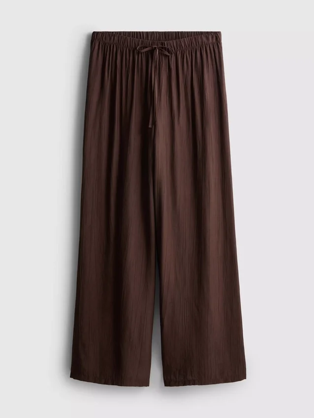 Strukturierte Hose mit weitem Bein und Kordelzug Strukturierte Hose mit weitem Bein und Kordelzug