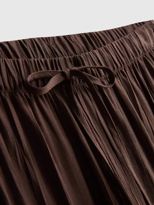 Strukturierte Hose mit weitem Bein und Kordelzug Strukturierte Hose mit weitem Bein und Kordelzug