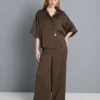 Strukturierte Satin-Hose mit geradem Bein Strukturierte Satin-Hose mit geradem Bein
