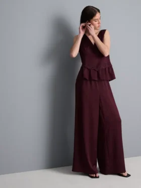 Strukturierte Satin-Hose mit geradem Bein