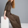 Strukturierte Satin-Hose mit geradem Bein Strukturierte Satin-Hose mit geradem Bein