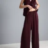 Strukturierte Satin-Hose mit geradem Bein Strukturierte Satin-Hose mit geradem Bein