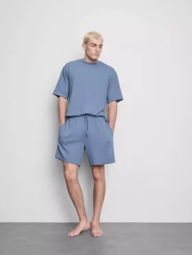 Strukturierte Schlafanzug-Shorts mit Kordelzug