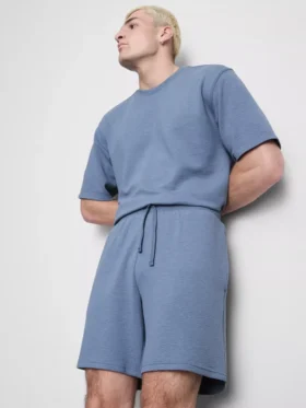 Strukturierte Schlafanzug-Shorts mit Kordelzug