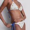 Strukturierter Bikini-Slip in Zitronengelb mit seitlichen Bändern Strukturierter Bikini-Slip in Zitronengelb mit seitlichen Bändern