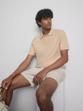Strukturiertes Strick-Poloshirt
