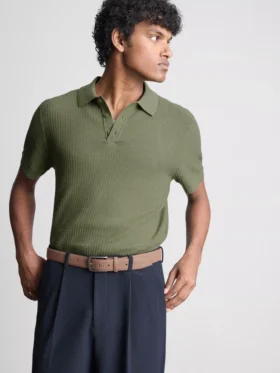 Strukturiertes Strick-Poloshirt