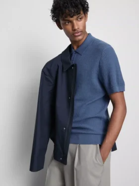 Strukturiertes Strick-Poloshirt