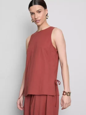 Strukturiertes Tanktop mit seitlichen Bändern