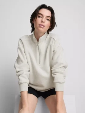 Sweatshirt aus Baumwollmischung mit halbem Reißverschluss