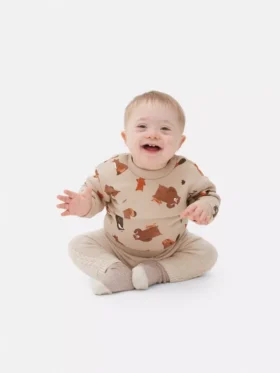 Sweatshirt mit Rundhalsausschnitt und Waldtier-Motiv