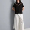 T-Shirt mit Spitzeneinsatz T-Shirt mit Spitzeneinsatz