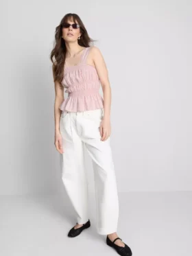 Tanktop mit gerafftem Peplum-Saum