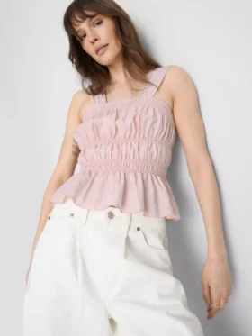Tanktop mit gerafftem Peplum-Saum