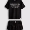 „The Devil Wears Prada“-Shorty-Schlafanzug mit Slogan „The Devil Wears Prada“-Shorty-Schlafanzug mit Slogan