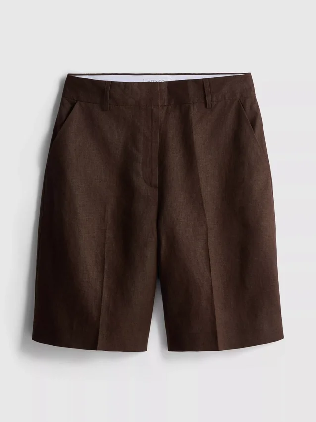 The Edit Bermuda shorts aus Leinen mit Falten The Edit Bermuda shorts aus Leinen mit Falten