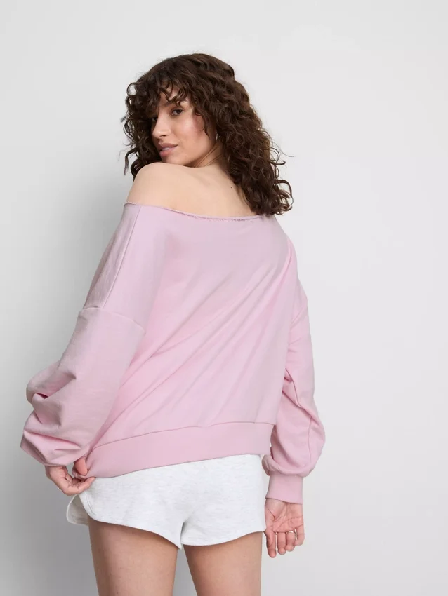 The Primark Scene | Sweatshirt mit Slogan und schulterfreiem Ausschnitt The Primark Scene | Sweatshirt mit Slogan und schulterfreiem Ausschnitt