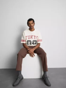 Tokyo Kurzarm-T-Shirt mit Used-Look und Grafikdruck