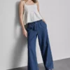 Trainingshose aus Baumwoll-Denim mit weitem Bein Trainingshose aus Baumwoll-Denim mit weitem Bein