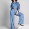 Trainingshose aus Baumwoll-Denim mit weitem Bein Trainingshose aus Baumwoll-Denim mit weitem Bein