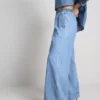 Trainingshose aus Baumwoll-Denim mit weitem Bein Trainingshose aus Baumwoll-Denim mit weitem Bein