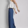 Trainingshose aus Baumwoll-Denim mit weitem Bein Trainingshose aus Baumwoll-Denim mit weitem Bein