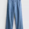 Trainingshose aus Baumwoll-Denim mit weitem Bein Trainingshose aus Baumwoll-Denim mit weitem Bein