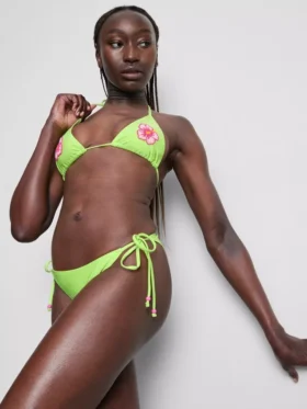 Triangel-Bikini-Oberteil mit Perlenblume