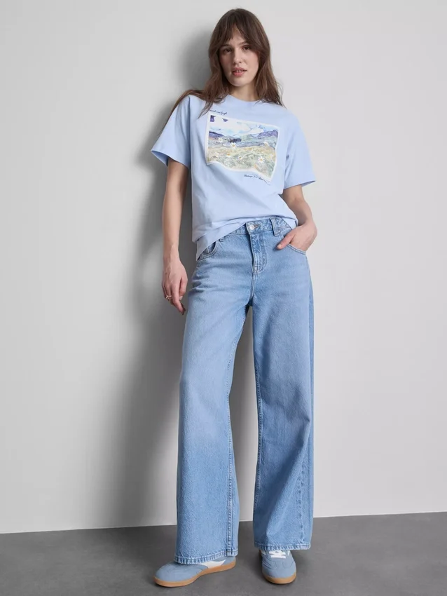 Vincent van Gogh Landschaftskunst-Baumwoll-T-Shirt Vincent van Gogh Landschaftskunst-Baumwoll-T-Shirt