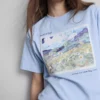 Vincent van Gogh Landschaftskunst-Baumwoll-T-Shirt Vincent van Gogh Landschaftskunst-Baumwoll-T-Shirt