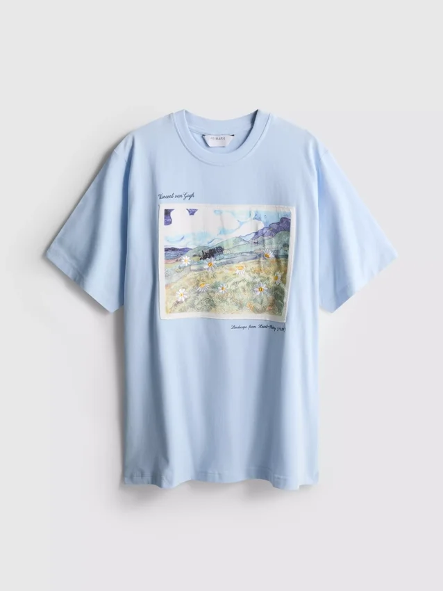 Vincent van Gogh Landschaftskunst-Baumwoll-T-Shirt Vincent van Gogh Landschaftskunst-Baumwoll-T-Shirt